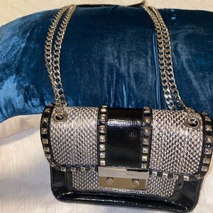 Michael Kors black & silver going out purse with adjustable strap